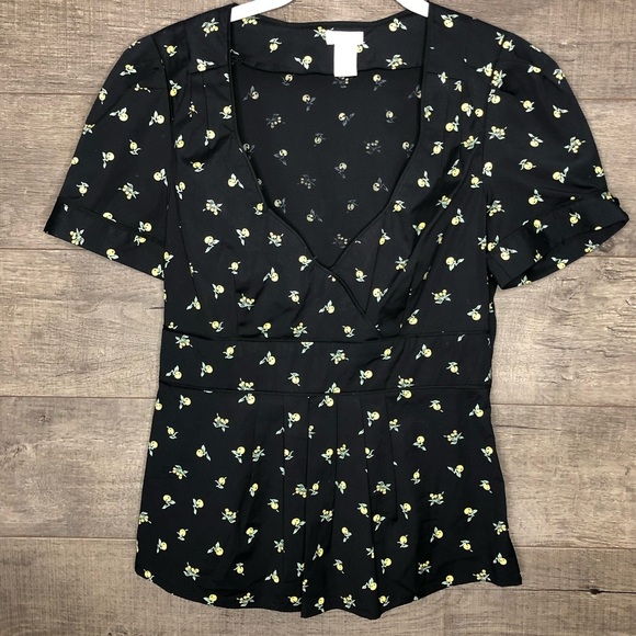 Anthropologie Odille Lemon Print Top Size 2 - Picture 1 of 7